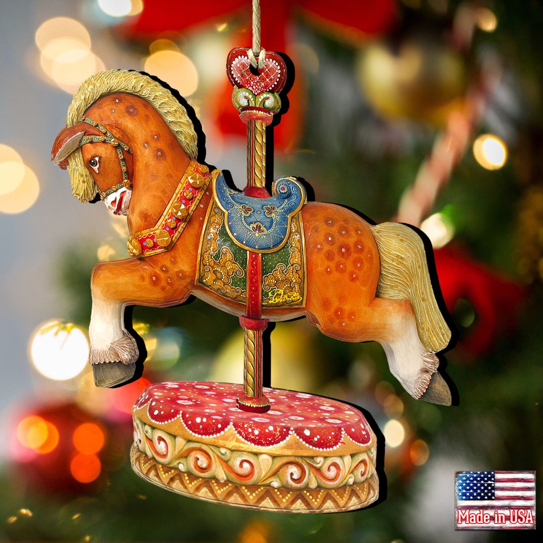 Carousel Horse Wooden Ornament