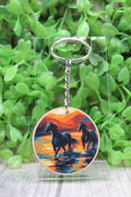 Running Horses Sunset Keychain