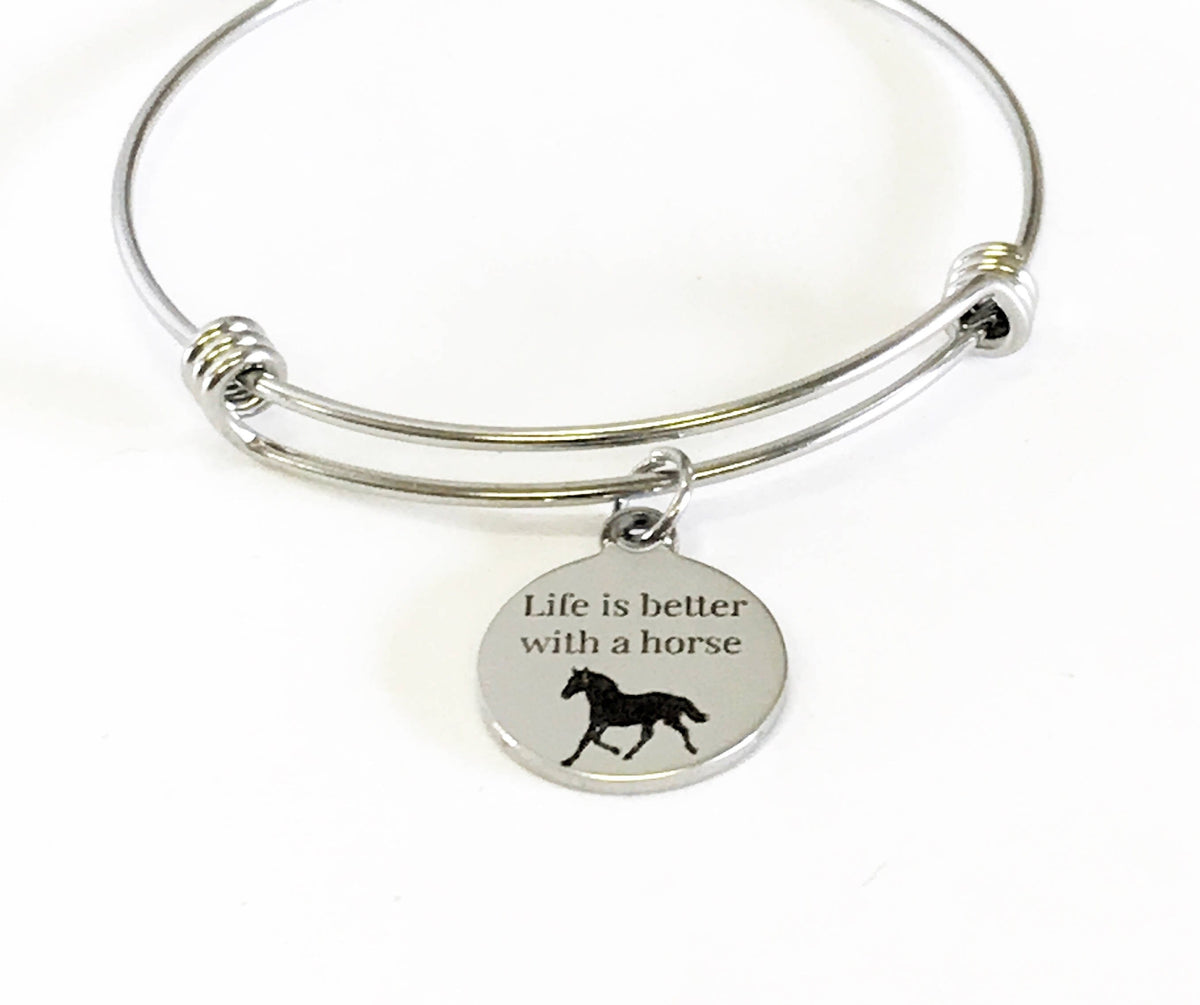 Life Is Better With a Horse Bangle Bracelet